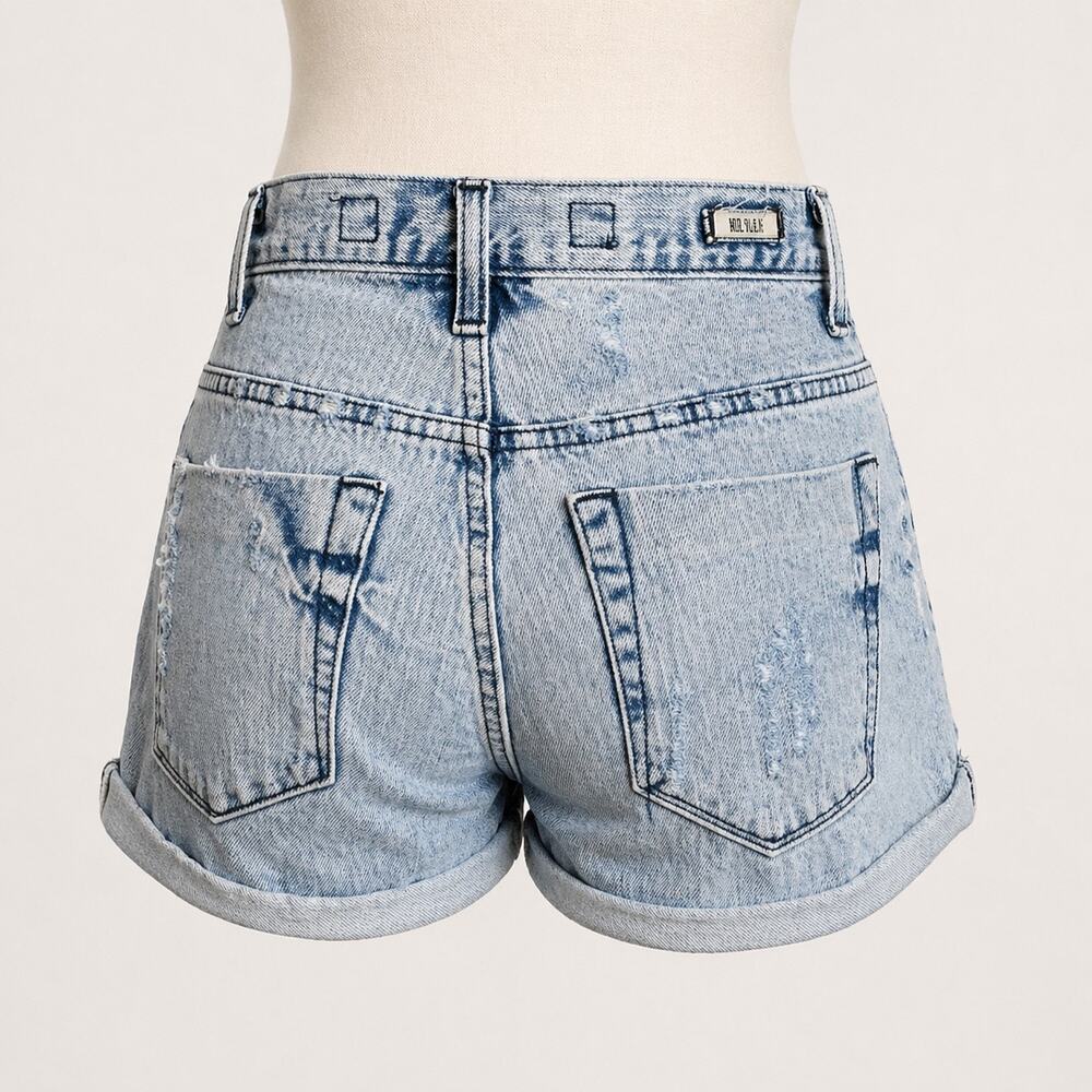 Melville Cut-Off Denim Shorts Jorts Jean Shorts Destroyed Women’s Small Italy - Picture 2 of 10